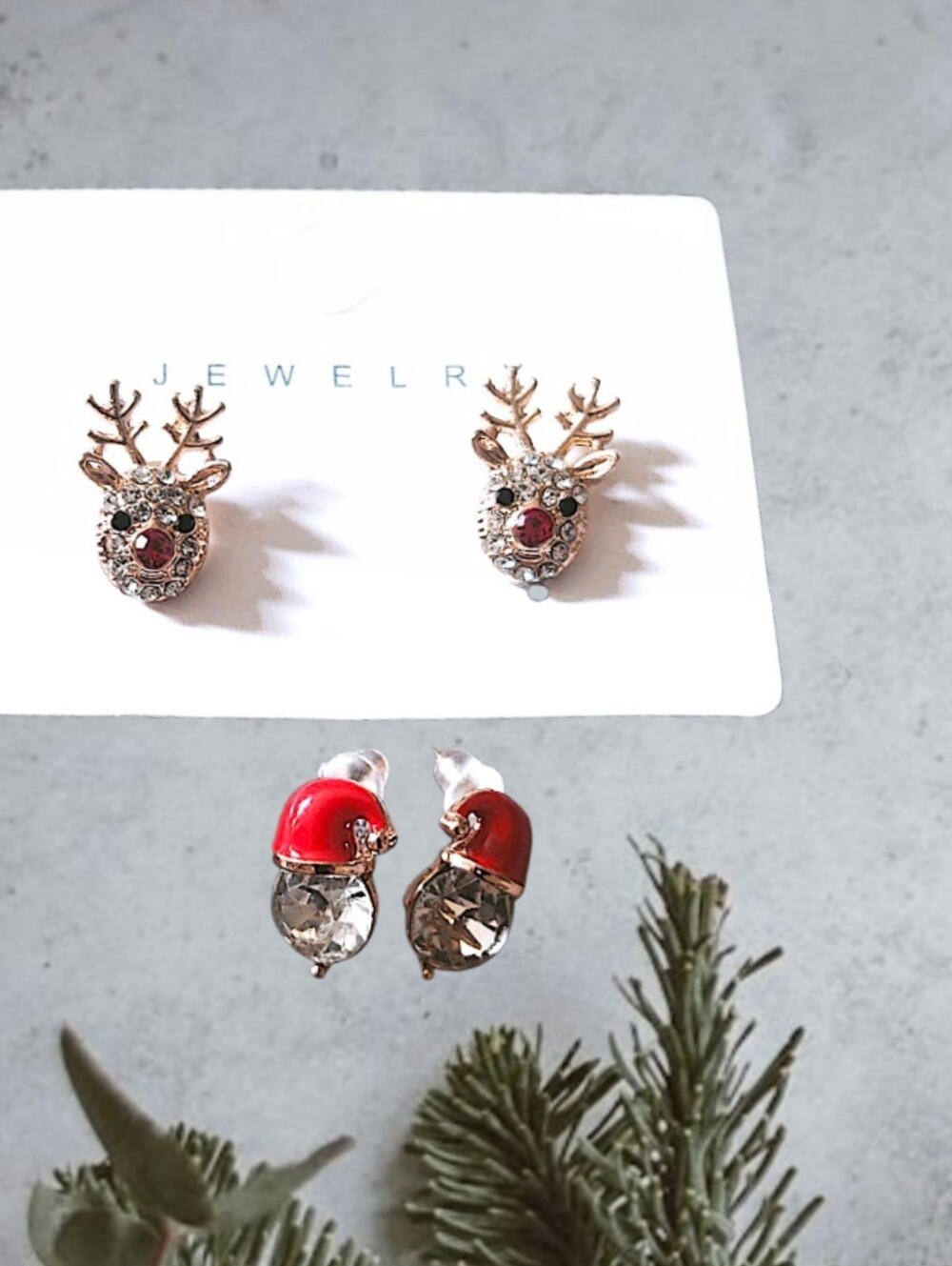 Festive Reindeer and Santa Stud Earring Set